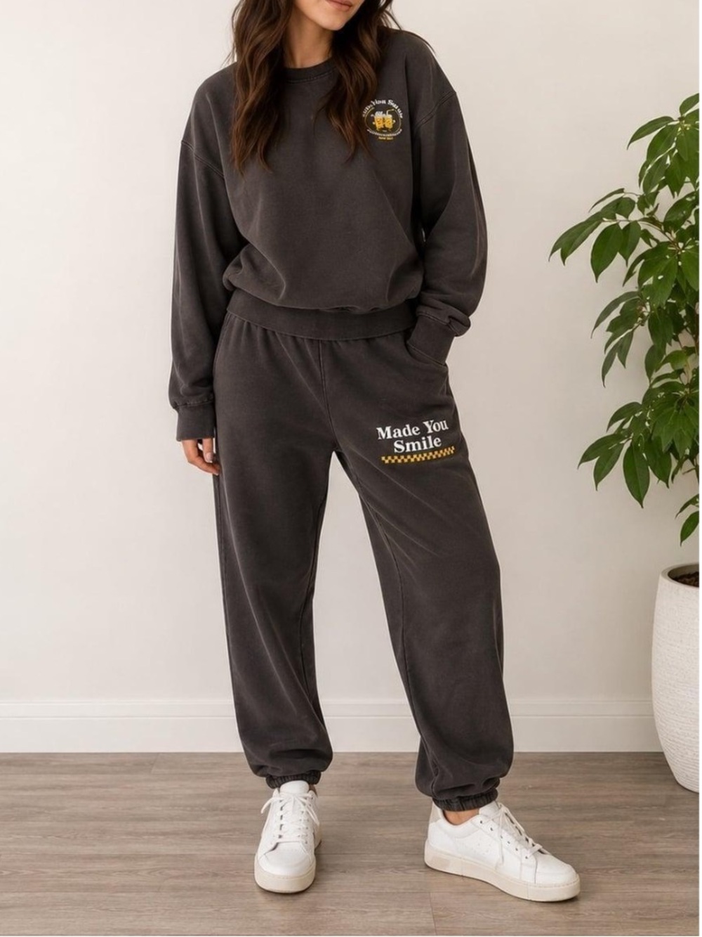 The Mayfair Group Made You Smile Graphic Sweatshirt and Shorts Set